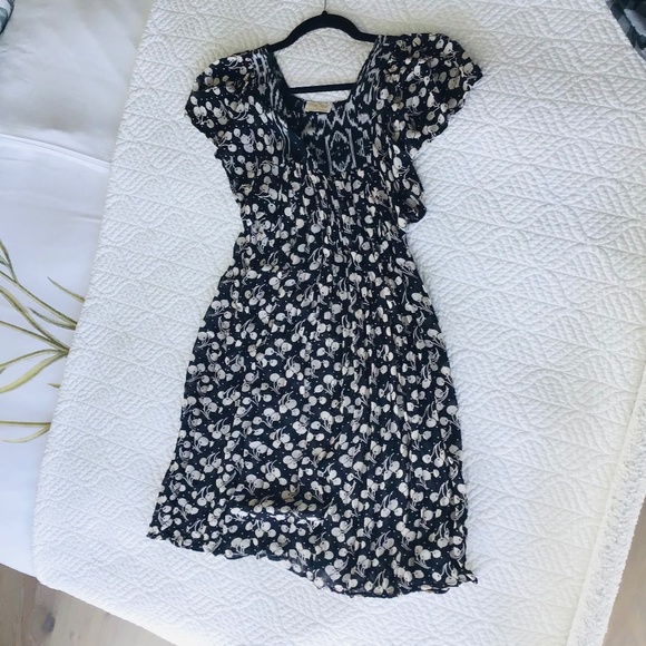 TREE CHILD size 8 short sleeved chiffon shift dress in black, white and cream - Picture 4 of 8
